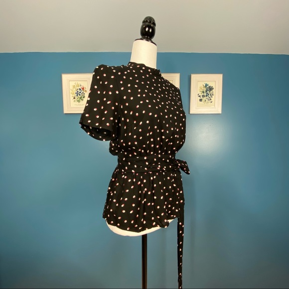 NWT Vero Moda Black Polka Dot Bow Tie Top XS - Picture 5 of 16